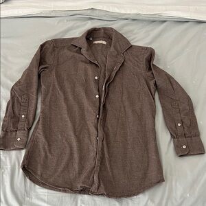 Classic Brown Men's Button-Down Shirt